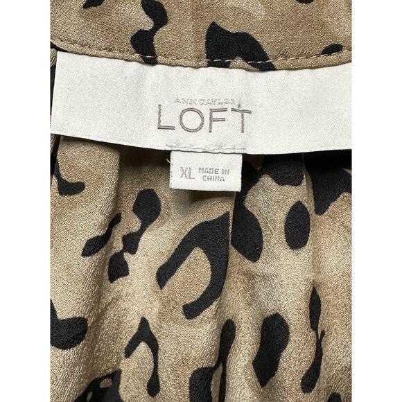 Loft Womens Animal Print Blouse V-Neck Size XL Blouse Tunic Top - Picture 7 of 11